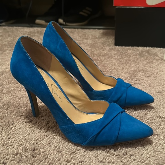 Blue Suede Pumps - Picture 1 of 7
